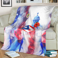 Puerto Rico Blanket with Coqui Frog, Hibiscus Flowers, and Flag Landmark Design - Wonder Print Shop