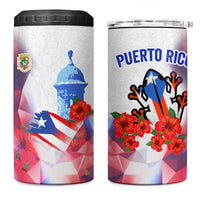 Puerto Rico 4 in 1 Can Cooler Tumbler with Coqui Frog, Hibiscus Flowers, and Flag Landmark Design - Wonder Print Shop