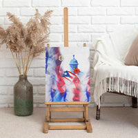 Puerto Rico Canvas Wall Art with Coqui Frog, Hibiscus Flowers, and Flag Landmark Design - Wonder Print Shop