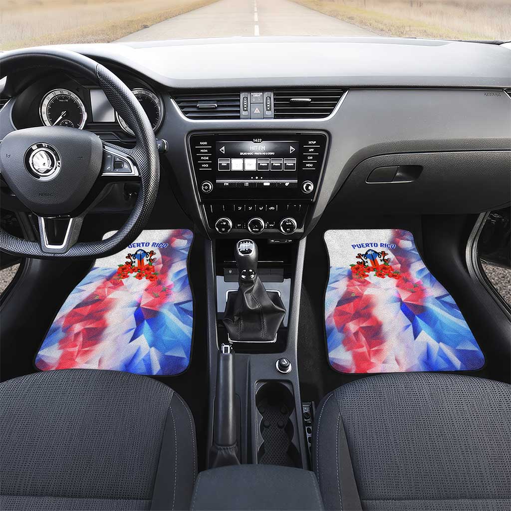 Puerto Rico Car Mats with Coqui Frog, Hibiscus Flowers, and Flag Landmark Design - Wonder Print Shop
