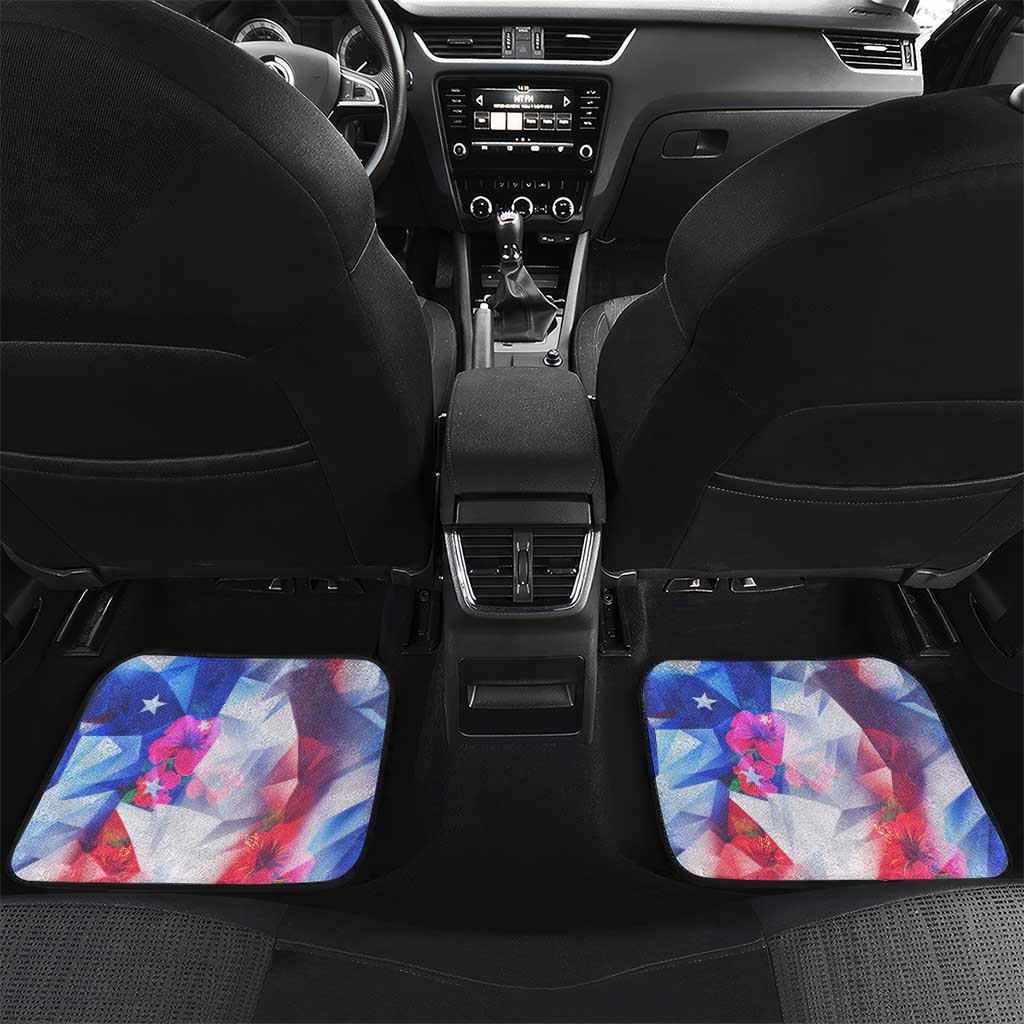 Puerto Rico Car Mats with Coqui Frog, Hibiscus Flowers, and Flag Landmark Design - Wonder Print Shop