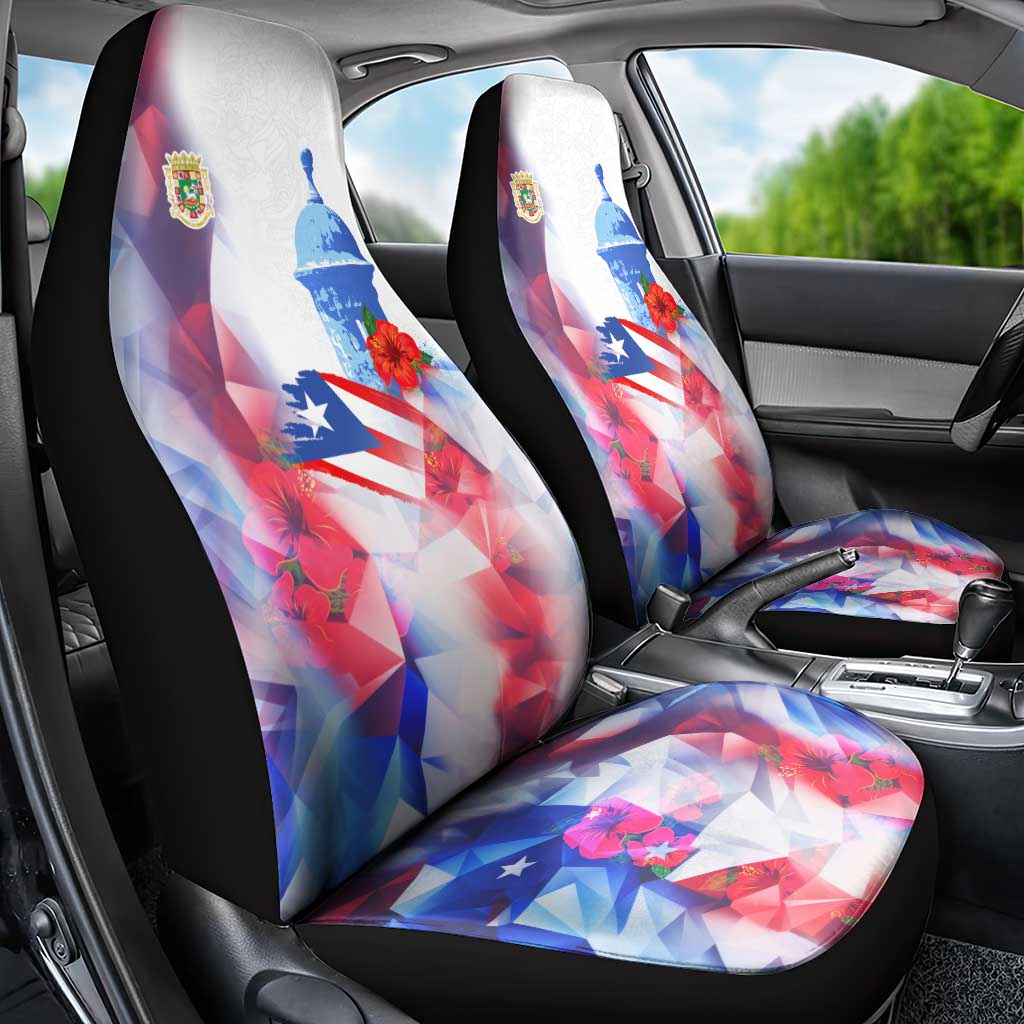 Puerto Rico Car Seat Cover with Coqui Frog, Hibiscus Flowers, and Flag Landmark Design - Wonder Print Shop