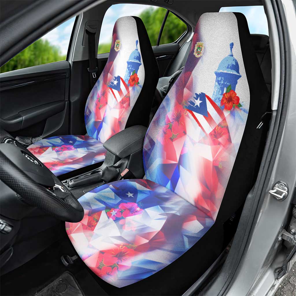Puerto Rico Car Seat Cover with Coqui Frog, Hibiscus Flowers, and Flag Landmark Design - Wonder Print Shop