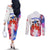 Puerto Rico Couples Matching Off The Shoulder Long Sleeve Dress and Long Sleeve Button Shirt with Coqui Frog, Hibiscus Flowers, and Flag Landmark Design - Wonder Print Shop