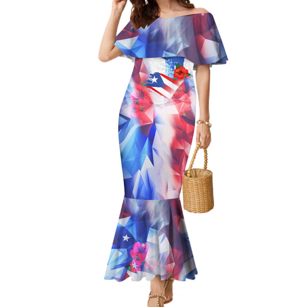 Puerto Rico Family Matching Mermaid Dress and Hawaiian Shirt with Coqui Frog, Hibiscus Flowers, and Flag Landmark Design - Wonder Print Shop