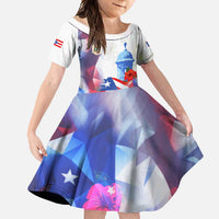 Puerto Rico Family Matching Off Shoulder Maxi Dress and Hawaiian Shirt with Coqui Frog, Hibiscus Flowers, and Flag Landmark Design - Wonder Print Shop