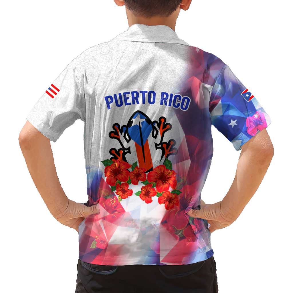 Puerto Rico Family Matching Off Shoulder Short Dress and Hawaiian Shirt with Coqui Frog, Hibiscus Flowers, and Flag Landmark Design - Wonder Print Shop