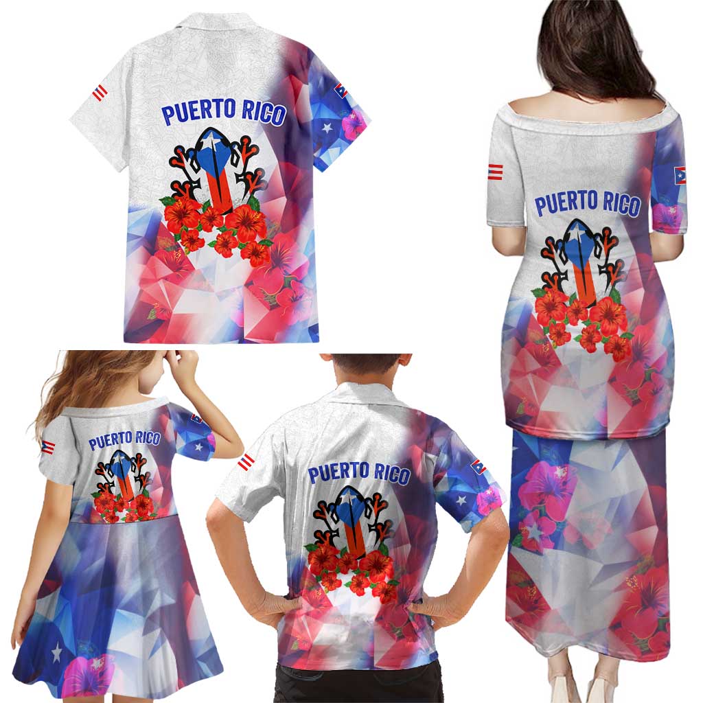 Puerto Rico Family Matching Puletasi and Hawaiian Shirt with Coqui Frog, Hibiscus Flowers, and Flag Landmark Design - Wonder Print Shop