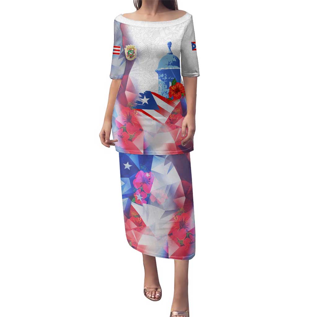 Puerto Rico Family Matching Puletasi and Hawaiian Shirt with Coqui Frog, Hibiscus Flowers, and Flag Landmark Design - Wonder Print Shop