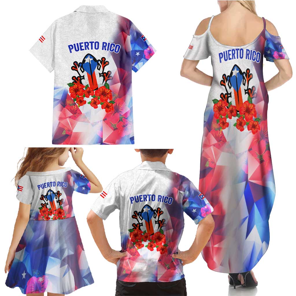 Puerto Rico Family Matching Summer Maxi Dress and Hawaiian Shirt with Coqui Frog, Hibiscus Flowers, and Flag Landmark Design - Wonder Print Shop