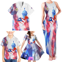 Puerto Rico Family Matching Tank Maxi Dress and Hawaiian Shirt with Coqui Frog, Hibiscus Flowers, and Flag Landmark Design - Wonder Print Shop