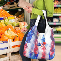 Puerto Rico Grocery Bag with Coqui Frog, Hibiscus Flowers, and Flag Landmark Design - Wonder Print Shop