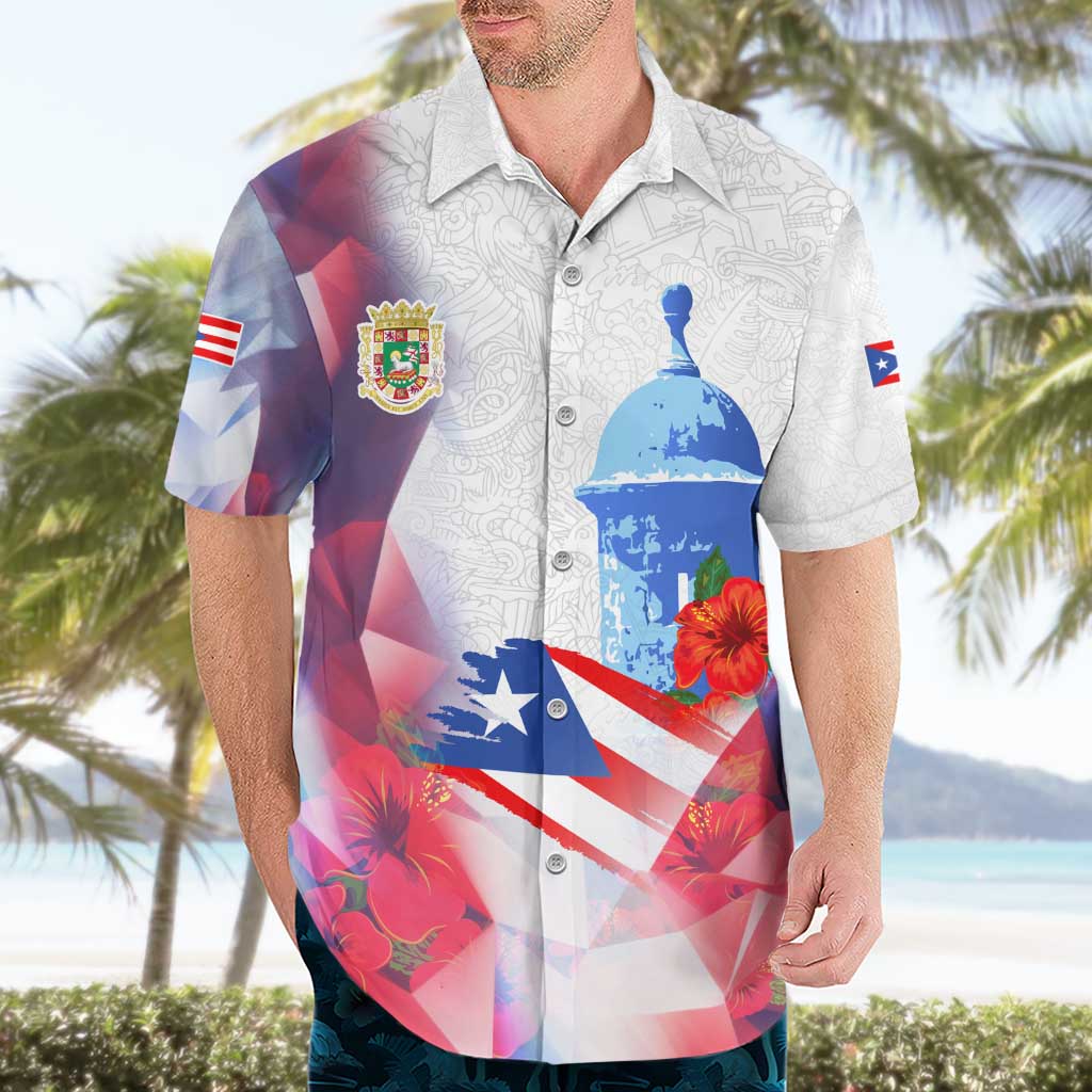 Puerto Rico Hawaiian Shirt with Coqui Frog, Hibiscus Flowers, and Flag Landmark Design - Wonder Print Shop