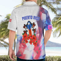 Puerto Rico Hawaiian Shirt with Coqui Frog, Hibiscus Flowers, and Flag Landmark Design - Wonder Print Shop