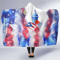 Puerto Rico Hooded Blanket with Coqui Frog, Hibiscus Flowers, and Flag Landmark Design - Wonder Print Shop