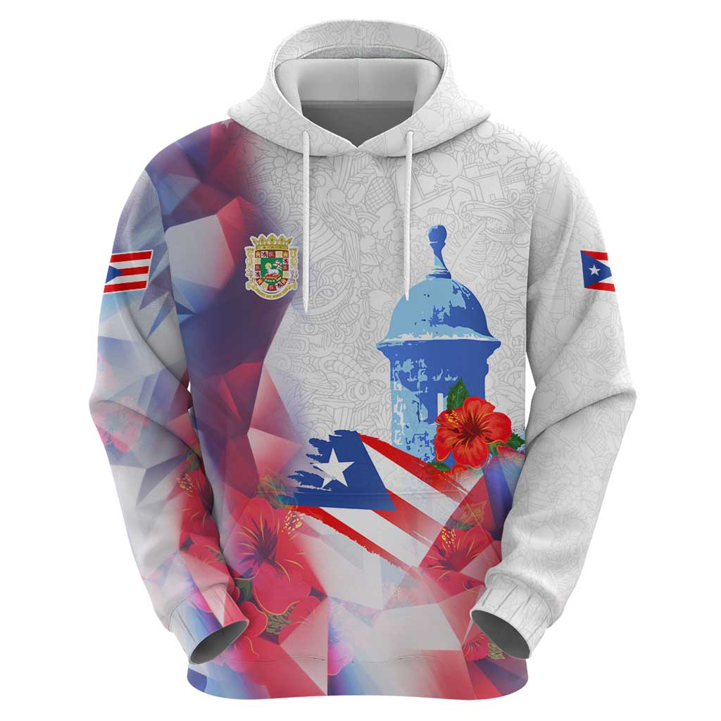 Puerto Rico Hoodie with Coqui Frog, Hibiscus Flowers, and Flag Landmark Design - Wonder Print Shop