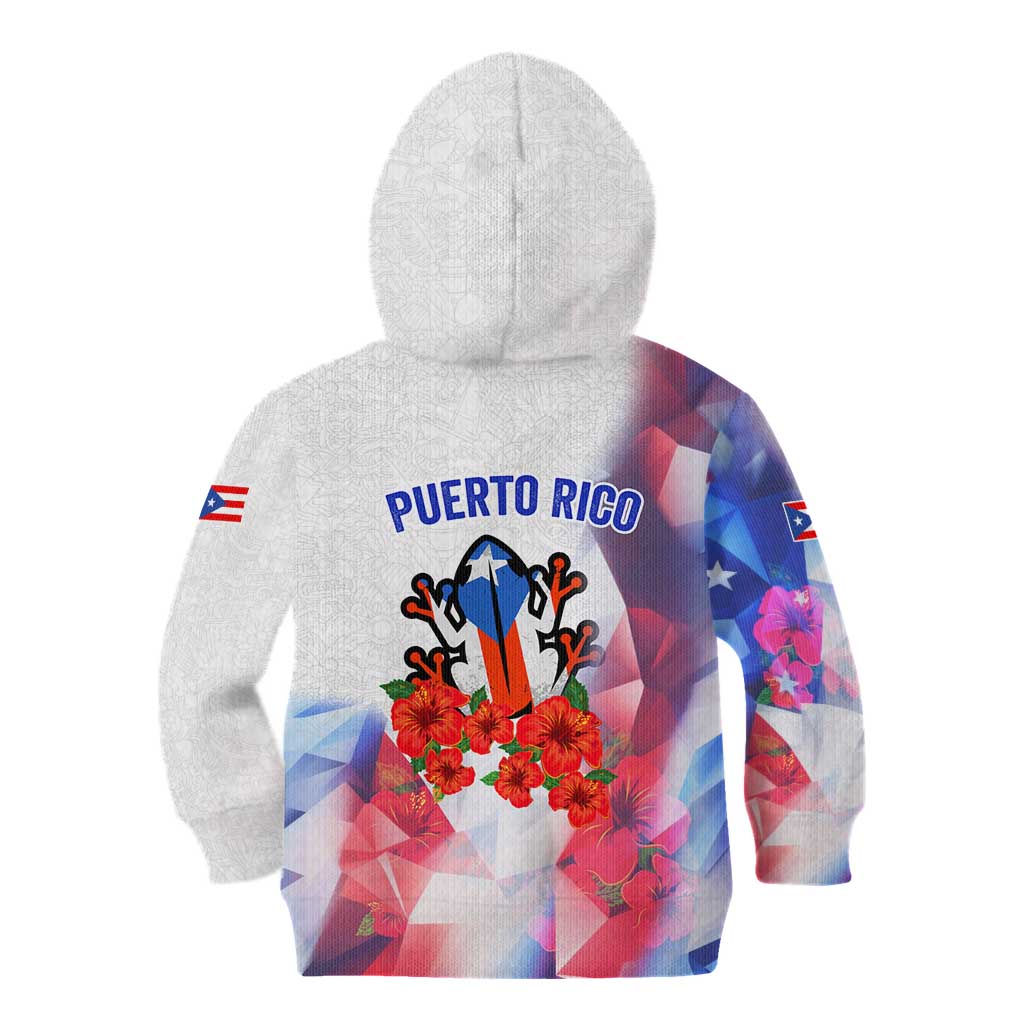 Puerto Rico Kid Hoodie with Coqui Frog, Hibiscus Flowers, and Flag Landmark Design - Wonder Print Shop