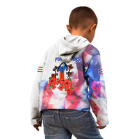 Puerto Rico Kid Hoodie with Coqui Frog, Hibiscus Flowers, and Flag Landmark Design - Wonder Print Shop