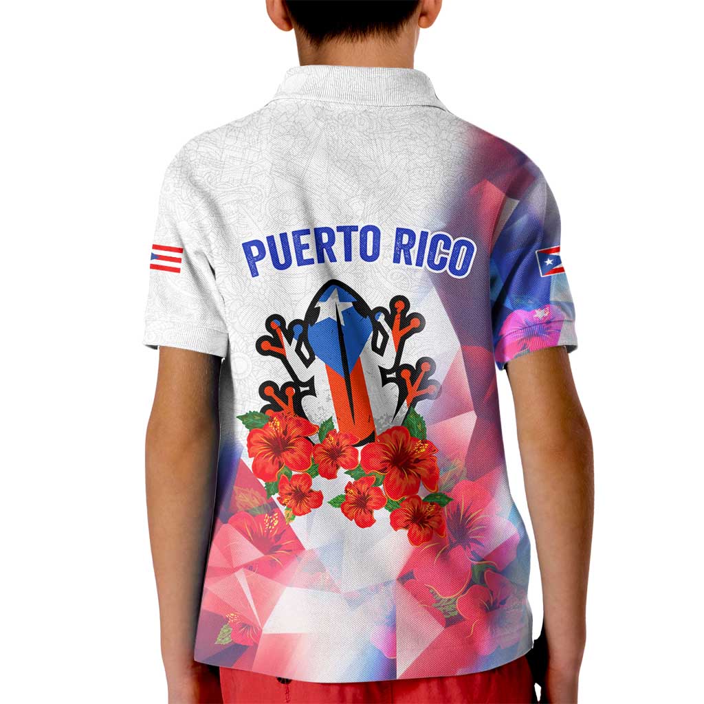 Puerto Rico Kid Polo Shirt with Coqui Frog, Hibiscus Flowers, and Flag Landmark Design - Wonder Print Shop