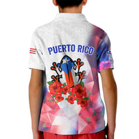 Puerto Rico Kid Polo Shirt with Coqui Frog, Hibiscus Flowers, and Flag Landmark Design - Wonder Print Shop