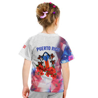 Puerto Rico Kid T Shirt with Coqui Frog, Hibiscus Flowers, and Flag Landmark Design - Wonder Print Shop