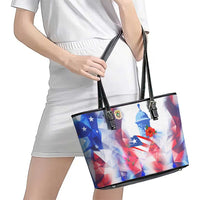 Puerto Rico Leather Tote Bag with Coqui Frog, Hibiscus Flowers, and Flag Landmark Design - Wonder Print Shop