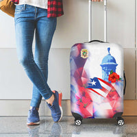Puerto Rico Luggage Cover with Coqui Frog, Hibiscus Flowers, and Flag Landmark Design - Wonder Print Shop