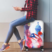 Puerto Rico Luggage Cover with Coqui Frog, Hibiscus Flowers, and Flag Landmark Design - Wonder Print Shop
