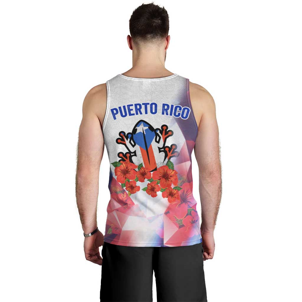 Puerto Rico Men Tank Top with Coqui Frog, Hibiscus Flowers, and Flag Landmark Design - Wonder Print Shop