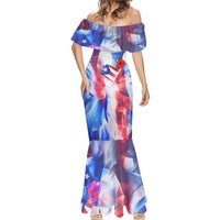 Puerto Rico Mermaid Dress with Coqui Frog, Hibiscus Flowers, and Flag Landmark Design - Wonder Print Shop