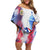 Puerto Rico Off Shoulder Short Dress with Coqui Frog, Hibiscus Flowers, and Flag Landmark Design - Wonder Print Shop