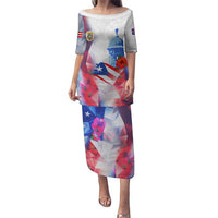 Puerto Rico Puletasi with Coqui Frog, Hibiscus Flowers, and Flag Landmark Design - Wonder Print Shop