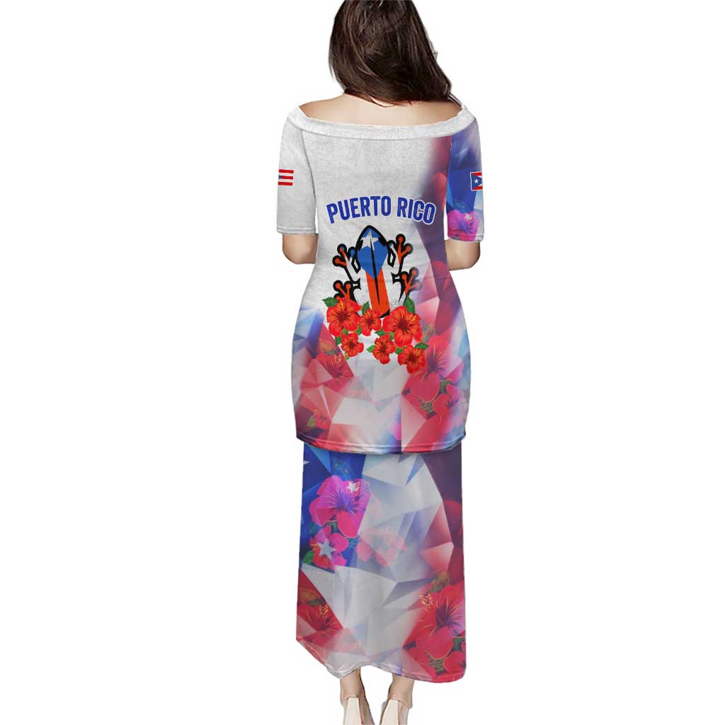 Puerto Rico Puletasi with Coqui Frog, Hibiscus Flowers, and Flag Landmark Design - Wonder Print Shop