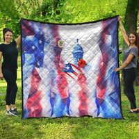Puerto Rico Quilt with Coqui Frog, Hibiscus Flowers, and Flag Landmark Design - Wonder Print Shop