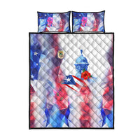 Puerto Rico Quilt Bed Set with Coqui Frog, Hibiscus Flowers, and Flag Landmark Design - Wonder Print Shop