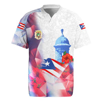 Puerto Rico Rugby Jersey with Coqui Frog, Hibiscus Flowers, and Flag Landmark Design - Wonder Print Shop