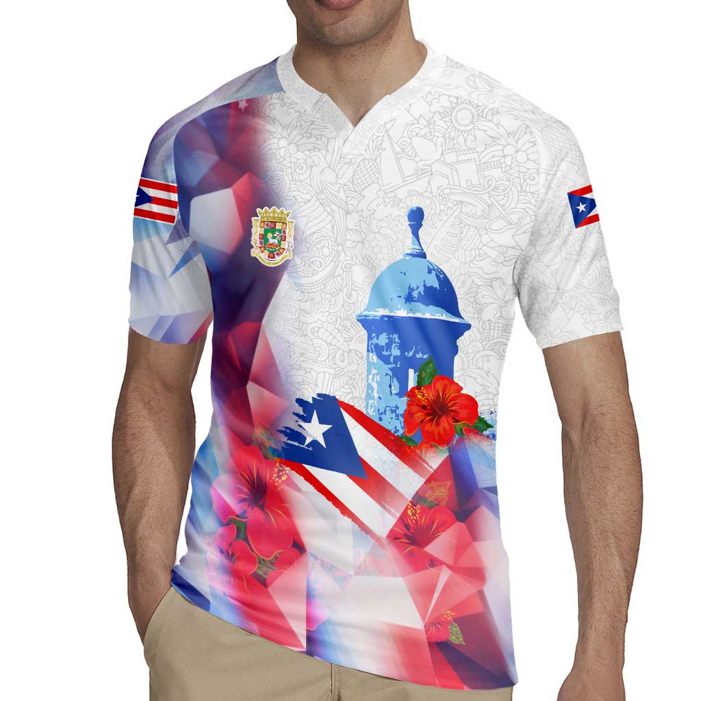 Puerto Rico Rugby Jersey with Coqui Frog, Hibiscus Flowers, and Flag Landmark Design - Wonder Print Shop