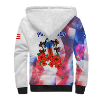 Puerto Rico Sherpa Hoodie with Coqui Frog, Hibiscus Flowers, and Flag Landmark Design - Wonder Print Shop