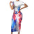 Puerto Rico Short Sleeve Bodycon Dress with Coqui Frog, Hibiscus Flowers, and Flag Landmark Design - Wonder Print Shop