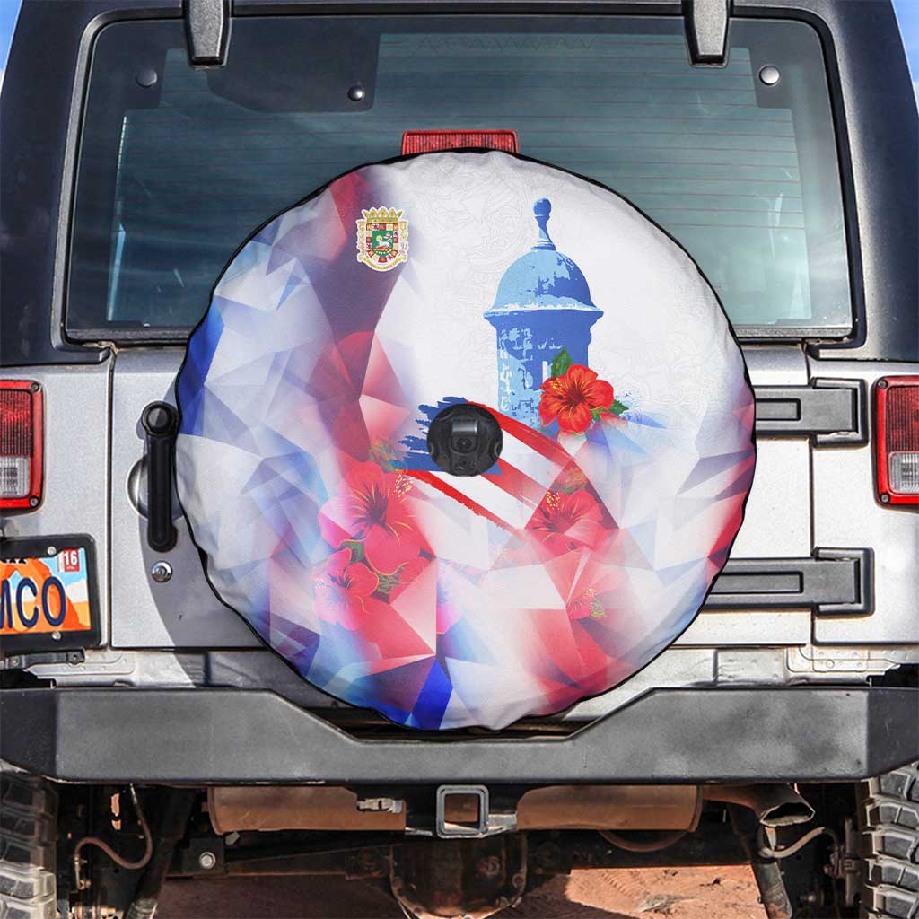 Puerto Rico Spare Tire Cover with Coqui Frog, Hibiscus Flowers, and Flag Landmark Design - Wonder Print Shop