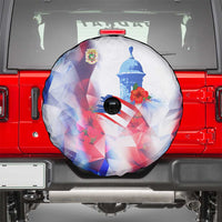 Puerto Rico Spare Tire Cover with Coqui Frog, Hibiscus Flowers, and Flag Landmark Design - Wonder Print Shop