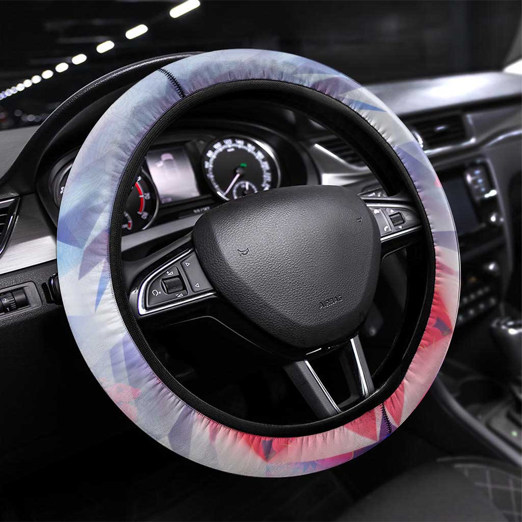 Puerto Rico Steering Wheel Cover with Coqui Frog, Hibiscus Flowers, and Flag Landmark Design - Wonder Print Shop