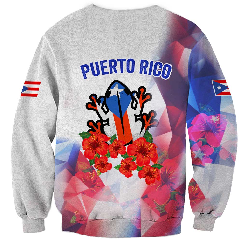 Puerto Rico Sweatshirt with Coqui Frog, Hibiscus Flowers, and Flag Landmark Design - Wonder Print Shop