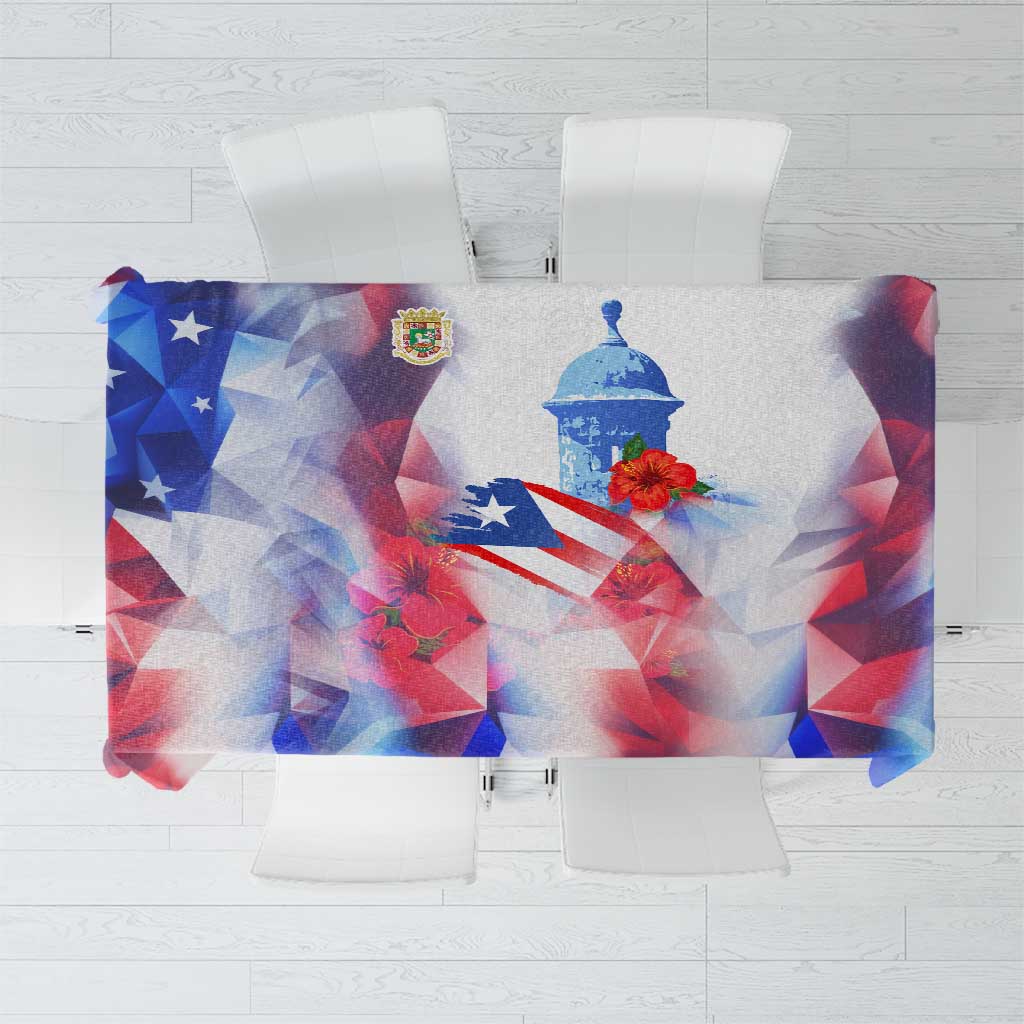 Puerto Rico Tablecloth with Coqui Frog, Hibiscus Flowers, and Flag Landmark Design - Wonder Print Shop