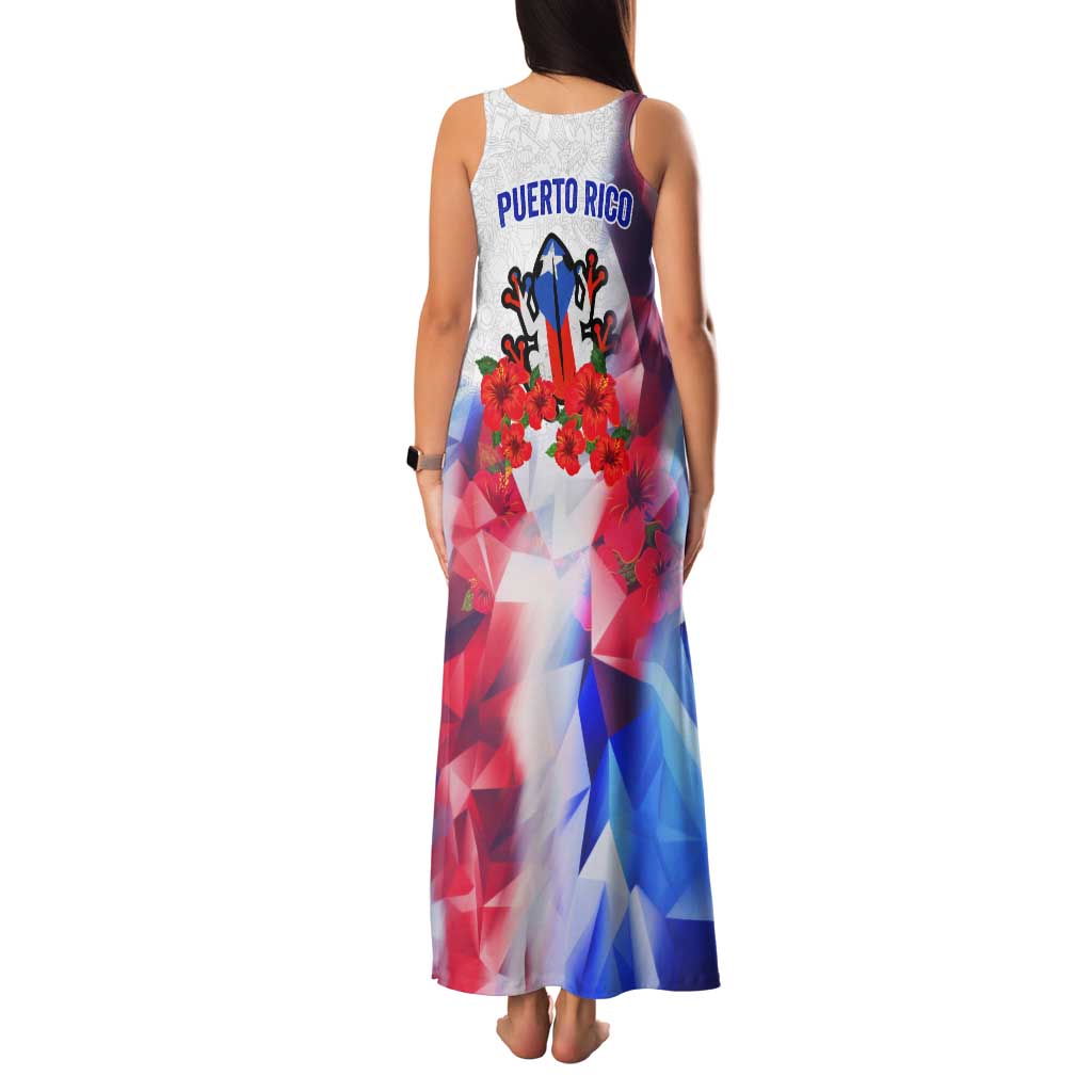 Puerto Rico Tank Maxi Dress with Coqui Frog, Hibiscus Flowers, and Flag Landmark Design - Wonder Print Shop