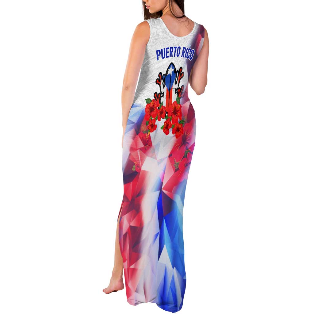Puerto Rico Tank Maxi Dress with Coqui Frog, Hibiscus Flowers, and Flag Landmark Design - Wonder Print Shop