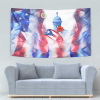 Puerto Rico Tapestry with Coqui Frog, Hibiscus Flowers, and Flag Landmark Design - Wonder Print Shop