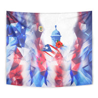 Puerto Rico Tapestry with Coqui Frog, Hibiscus Flowers, and Flag Landmark Design - Wonder Print Shop