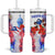 Puerto Rico Tumbler With Handle with Coqui Frog, Hibiscus Flowers, and Flag Landmark Design - Wonder Print Shop