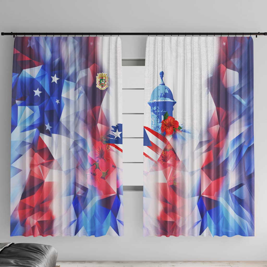 Puerto Rico Window Curtain with Coqui Frog, Hibiscus Flowers, and Flag Landmark Design - Wonder Print Shop